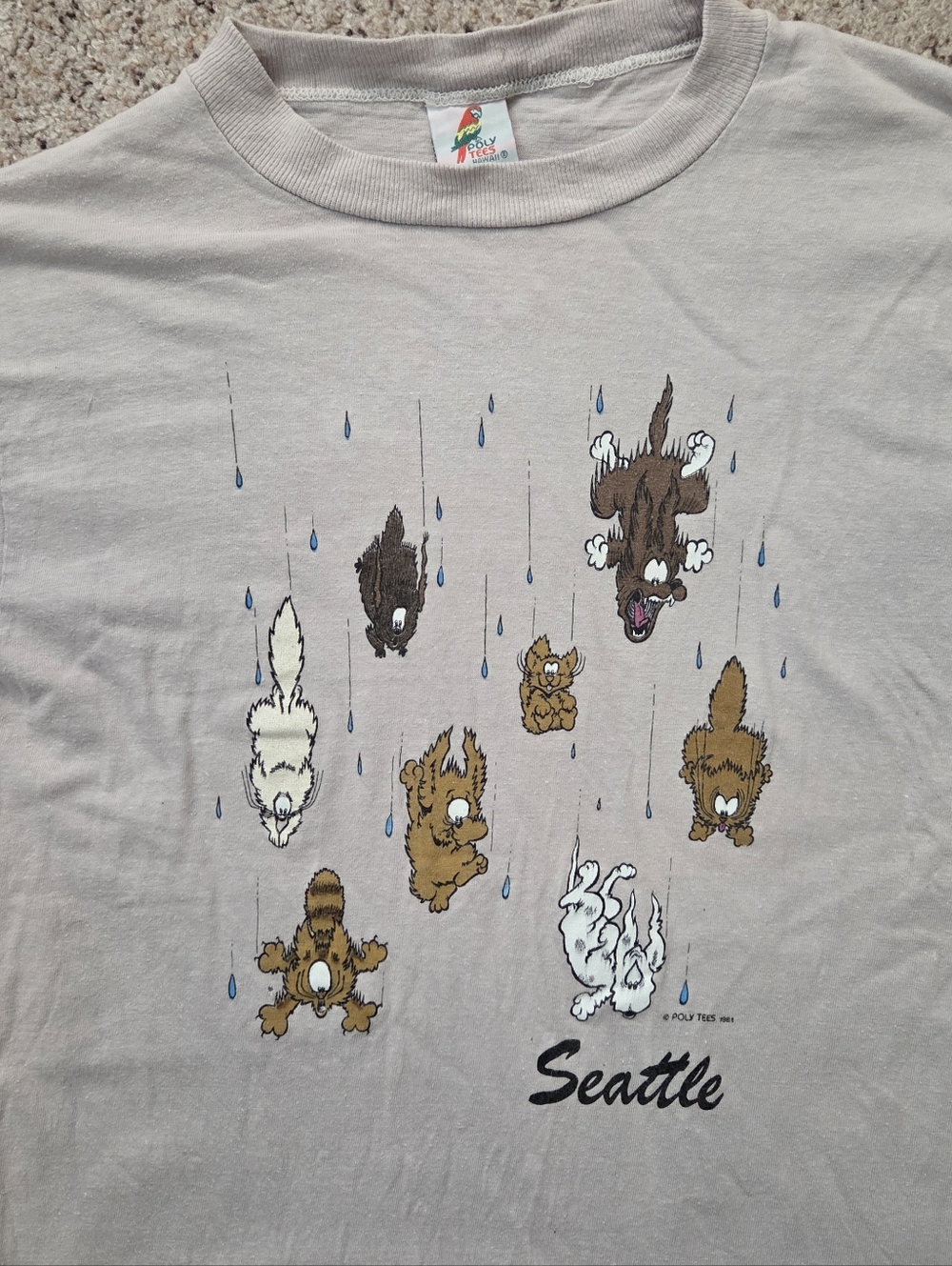 Vintage Single Stitch Seattle Raining Cats And Dogs Shirt - Picture 2 of 10